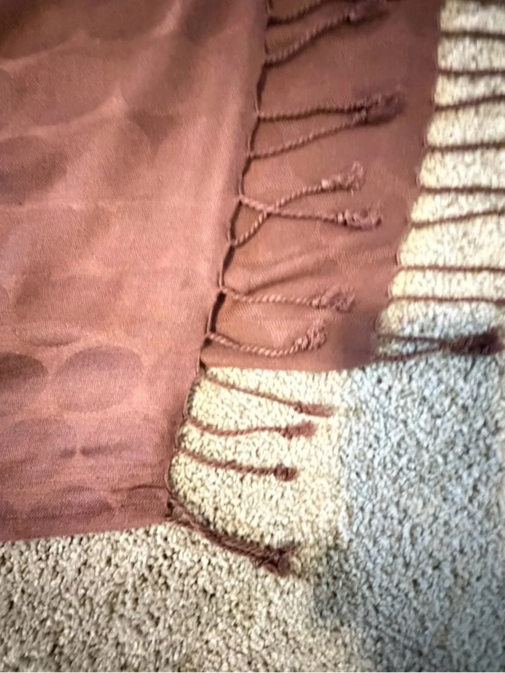 Cejon Brown Rayon Dot Pattern Scarf with Fringe huge